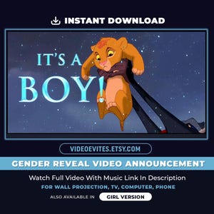 Lion King Gender Reveal Video | It's a Boy Baby Announcement Movie | Instant Download