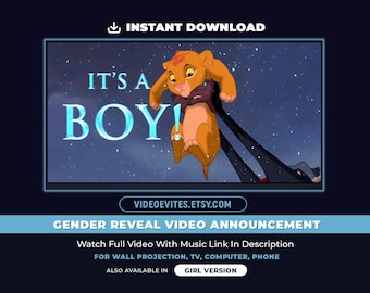 Gender Reveal-videoaankondiging, Lion King It's a Boy Gender Reveal-film, gender Reveal jongen of meisje, Instant Download