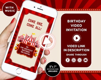 Circus Invitation Carnival Invitation Carnival Birthday Invitation Circus Video Invitation Circus Party Invitation Vintage Circus invitation