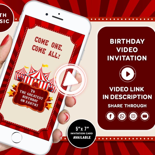 Circus Invitation Carnival Invitation Carnival Birthday Invitation Circus Video Invitation Circus Party Invitation Vintage Circus invitation