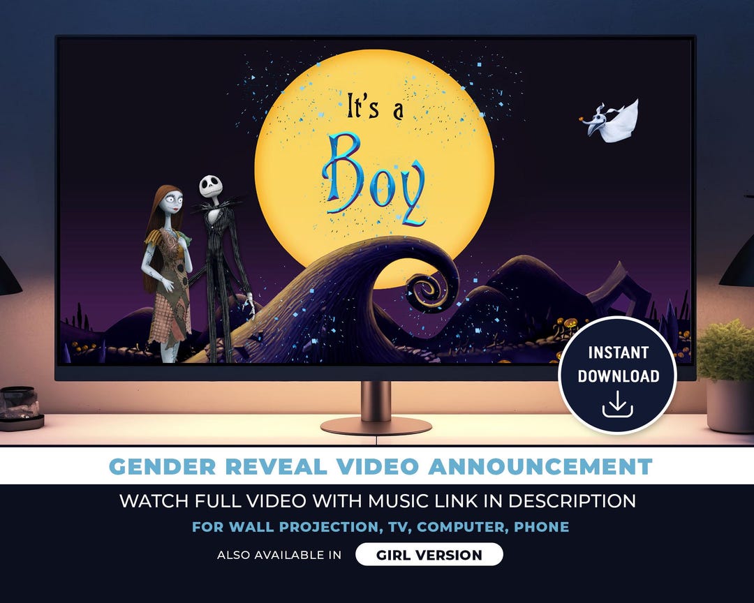 Nightmare Before Christmas Gender Reveal Video Instant Download Gender ...