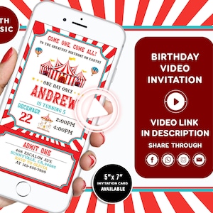 Carnival Birthday Invitation Carnival Invitation Circus Birthday Invitation Circus Invitation Circus ticket Carnival Video Invitation