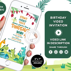 Dinosaur Birthday Invitation Jurassic 1st Birthday Modern Dinosaur Boy Birthday Invite Jurassic Dinosaur Party Dino Party Video Invitation