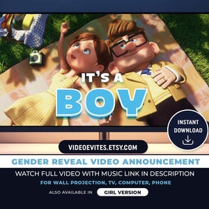 Up Gender Reveal Video Download immediato Up Gender Reveal Movie Maschio o femmina Gender Reveal Video Annuncio È un maschio
