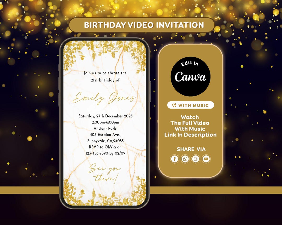 Editable Milestone Birthday Invitation, 30th Invite, Any Age, Video ...