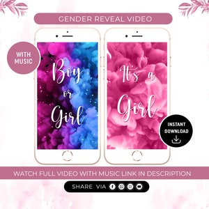 It&#39;s a Girl Gender Reveal Video Digital Pregnancy Announcement Instant Download Boy or Girl Gender Reveal Video Social Media Countdown