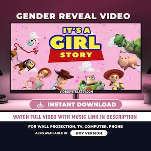 Toy Story Gender Reveal Movie | It's a Girl Video Announcement | Instant Download