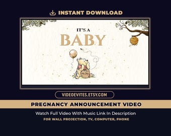 Vídeo de anuncio de embarazo / Presentación del bebé de Winnie the Pooh / Descarga instantánea