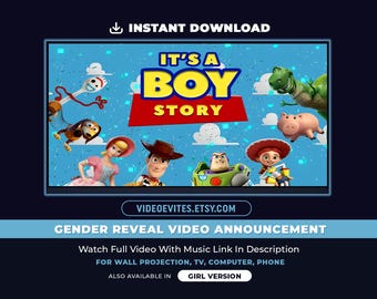Toy Story Gender Reveal Video | It's a Boy Announcement Movie | Instant Download