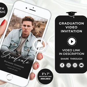 Graduation Invitation 2024 Modern Graduation Announcement Boys Graduation Party Invite Senior Graduation Party Video invitation