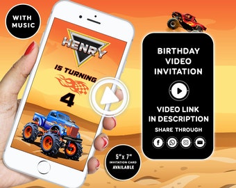 Monster Truck Birthday Invitation Monster Truck Invitation Monster Jam Party Invitation Monster Truck Video Invitation