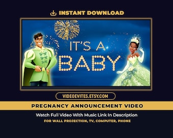 Vídeo de anuncio de embarazo de La Princesa y el Sapo / Revelación del bebé / Descarga instantánea