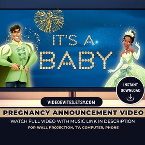 Pregnancy Announcement Video, Princess and the Frog Pregnancy Announcement Movie, Instant Download, Baby Announcement Video