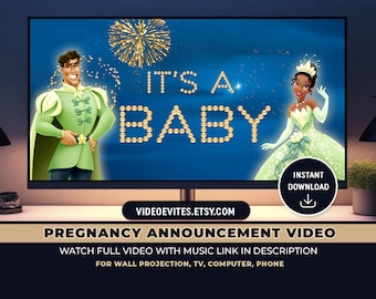 Pregnancy Announcement Video, Princess and the Frog Pregnancy Announcement Movie, Instant Download, Baby Announcement Video
