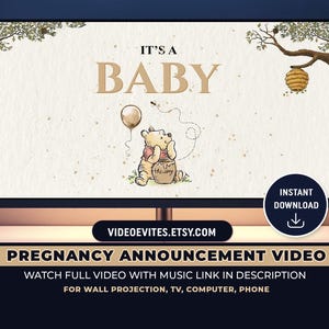 Video annuncio gravidanza, Film annuncio gravidanza Winnie The Pooh, Download immediato, Video annuncio nascita