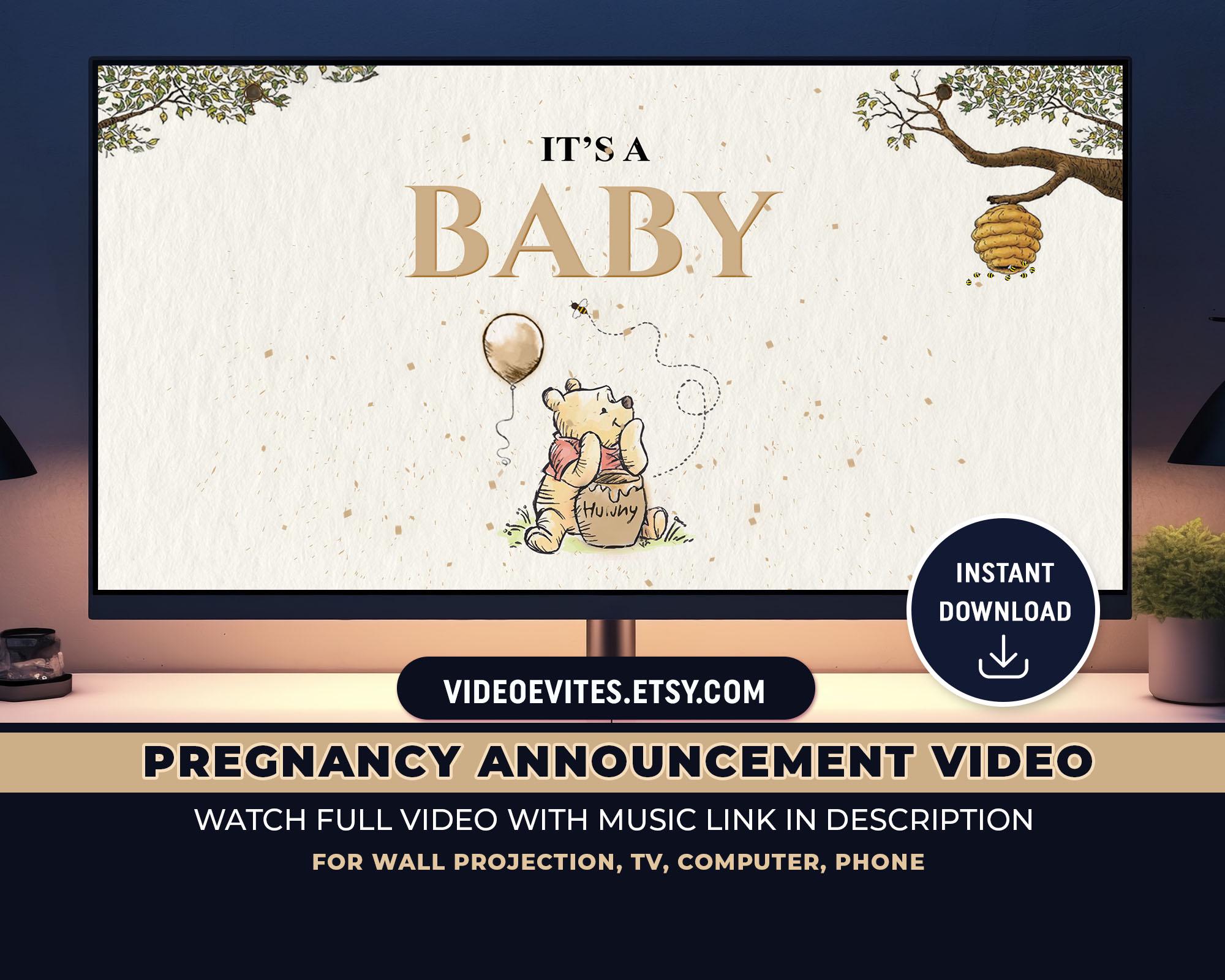 Pregnancy Announcement Video, Winnie The Pooh Pregnancy Announcement Movie, Instant Download, Baby Announcement Video