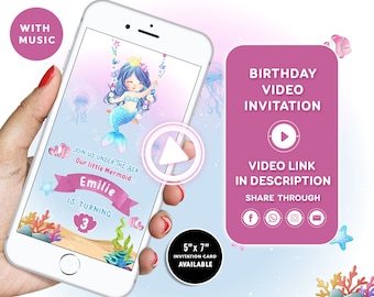 Mermaid Birthday Invitation Little Mermaid Invite Under the Sea invitation Mermaid Birthday Party Little Mermaid Pool Party Video Invitation