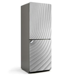 Waves In A Minimalist Style Refrigerator Wrap, White Fridge Sticker, Fridge Decor, Kitchen Decoration