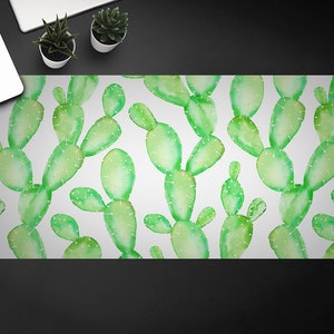 Desk Vinyl Mat, Juicy Green Cactus Desk Mat, Desk Protective Mat, Office Ornament, Mat For Laptop, Custom Print, Desk Protector