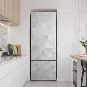 3D Polygons Pattern Refrigerator Sticker, White Refrigerator Decal, Removable Sticker, Housewarming Gift