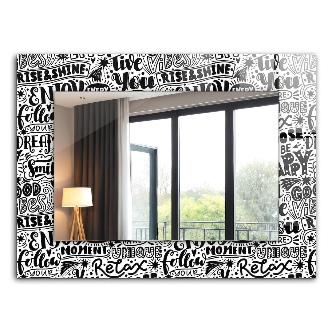 Motivational Hand Lettering, Mirror With Black Tempered Glass Framing ...
