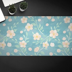Desk Vinyl Mat, Delicate Flowers Desk Pad, Keyboard Pad, Desktop Blotter, Furniture Protection, Mat For Laptop, Custom Print, Desk Protector