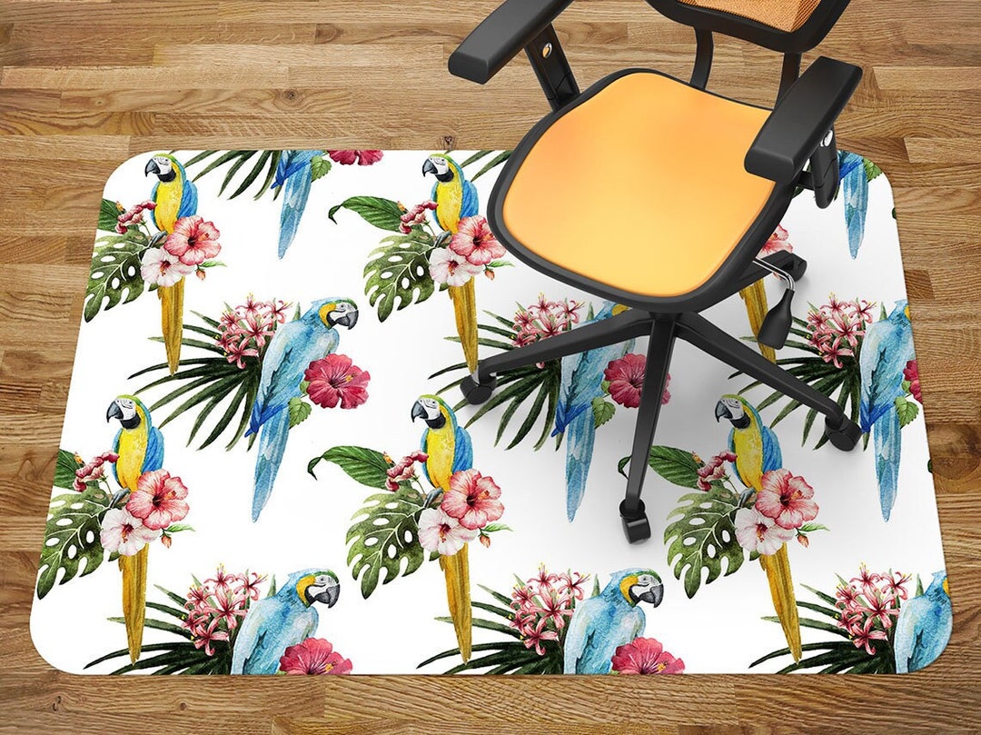 Chair Vinyl Mat Tropical Parrots Chair Mat Vinyl Floor Mat Etsy
