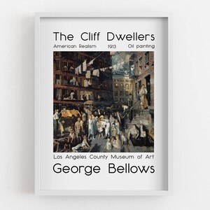George Bellows  The Cliff Dwellers Framed Print, Gray Classic Poster, Brown Wall Decoration, People MDF Poster, Housewarming Gift