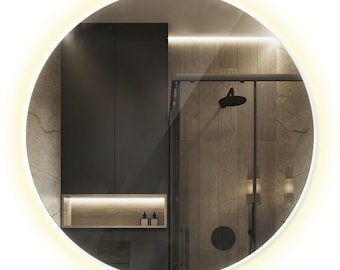 Round Vanity LED Mirror, Sleek Makeup Mirror, Luxury Mirror with LED lights, Illuminated Mirror with Light, Large Frameless Mirror