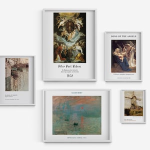 God And Nature Compositions Poster, Set of 5 Green Home Decoration, Beige MDF Print, Esthetic Framed Print, Housewarming Gift