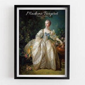 Francois Boucher  Madame Bergeret Poster, Beige Framed Print, Green Home Decoration, Woman MDF Print, Housewarming Gift, Wall Hanging
