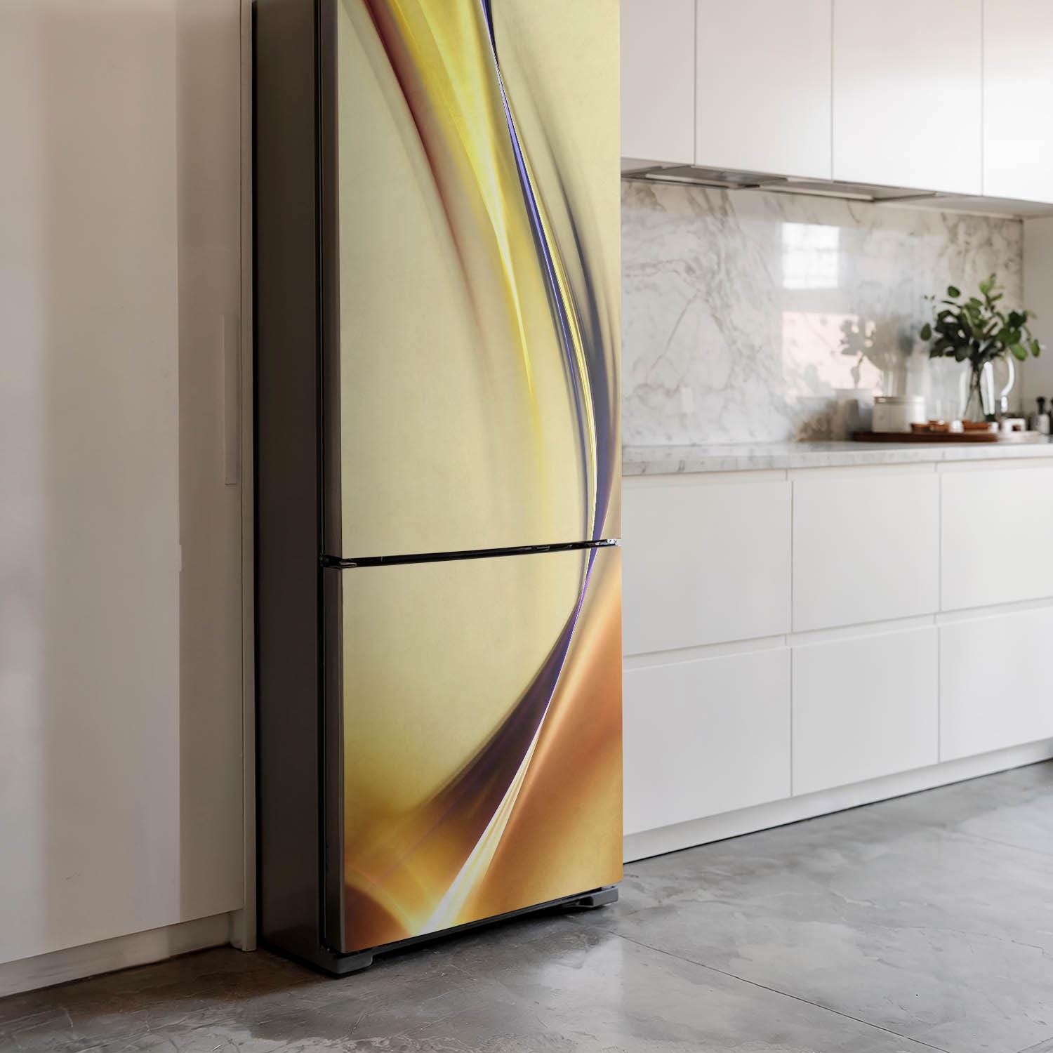 Couvre-porte de réfrigérateur, Lignes fluides et vagues, Sticker jaune pour réfrigérateur, Stickers cuisine, Décoration de salle à manger - France Couvre-porte de réfrigérateur, Lignes fluides et vagues, Sticker jaune pour réfrigérateur, Stickers cuisine, Décoration de salle à manger - France