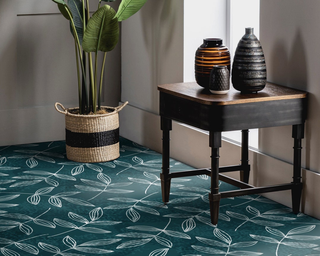 Leaf Pattern Linoleum Marker Drawing Leaves Design Vinyl Flooring, Green Flooring Linoleum ...