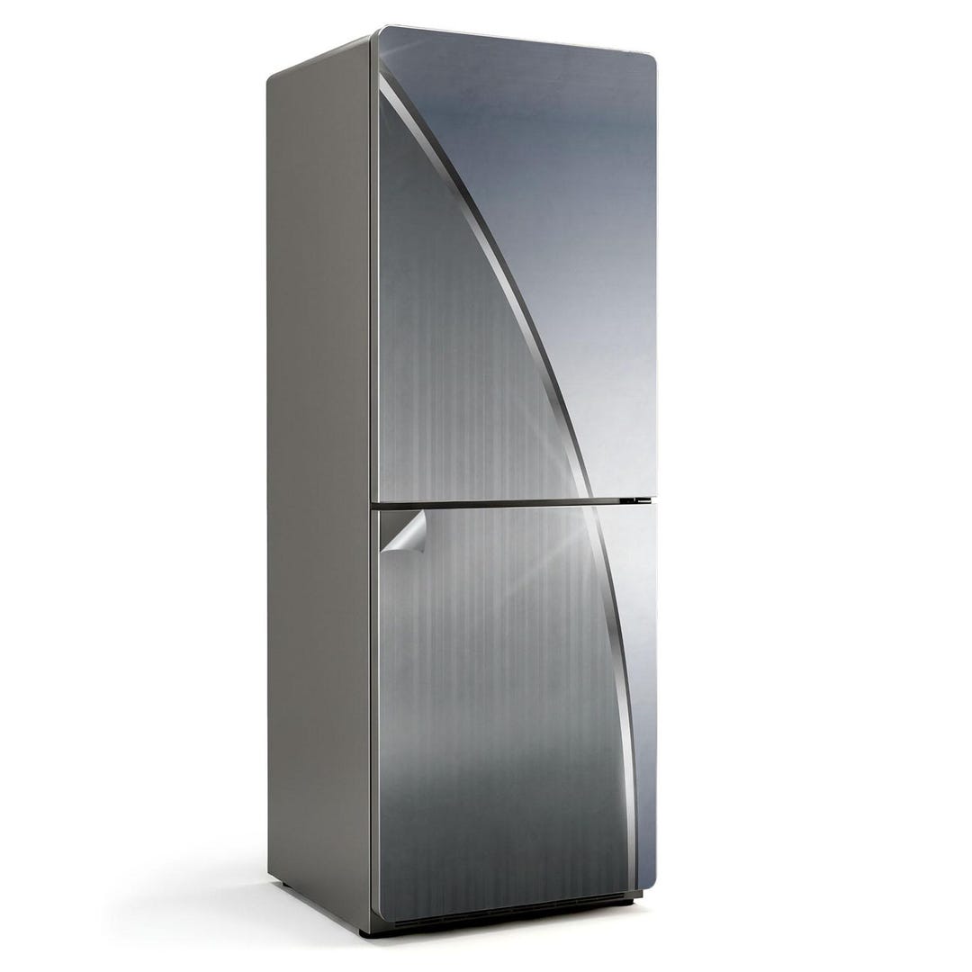 Modern Metallic Pattern Fridge Wrap Sticker, Gray Refrigerator Wrap ...