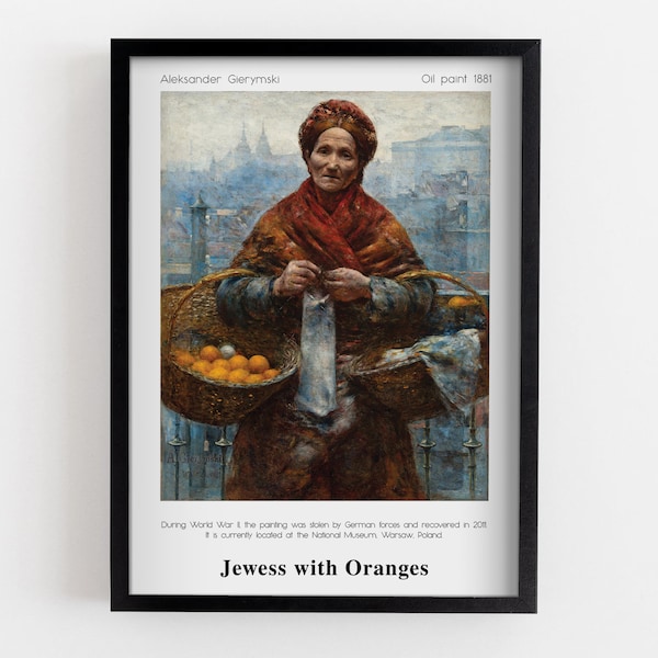 Aleksander Gierymski  Jewess with Oranges Poster, Blue MDF Print, Red Framed Print, Woman Home Decoration, Birthday Gift