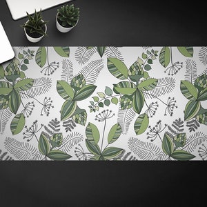 Desk Vinyl Mat, Jungle Vector Pattern Desk Mat, Keyboard Pad, Desktop Blotter, Furniture Protection, Mat For Laptop, Custom Print