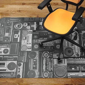 Chair Vinyl Mat, Classic Boombox Chair Mat, Chair Mat, Office Vinyl Floor Mat, Floor Protector Mat, Printed Floor Protector