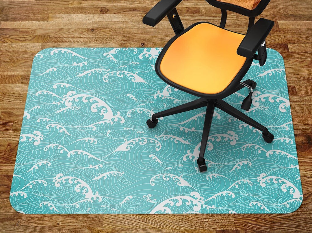 Chair Vinyl Mat, Ocean Waves Asian Style Chair Mat, Vinyl Floor Mat