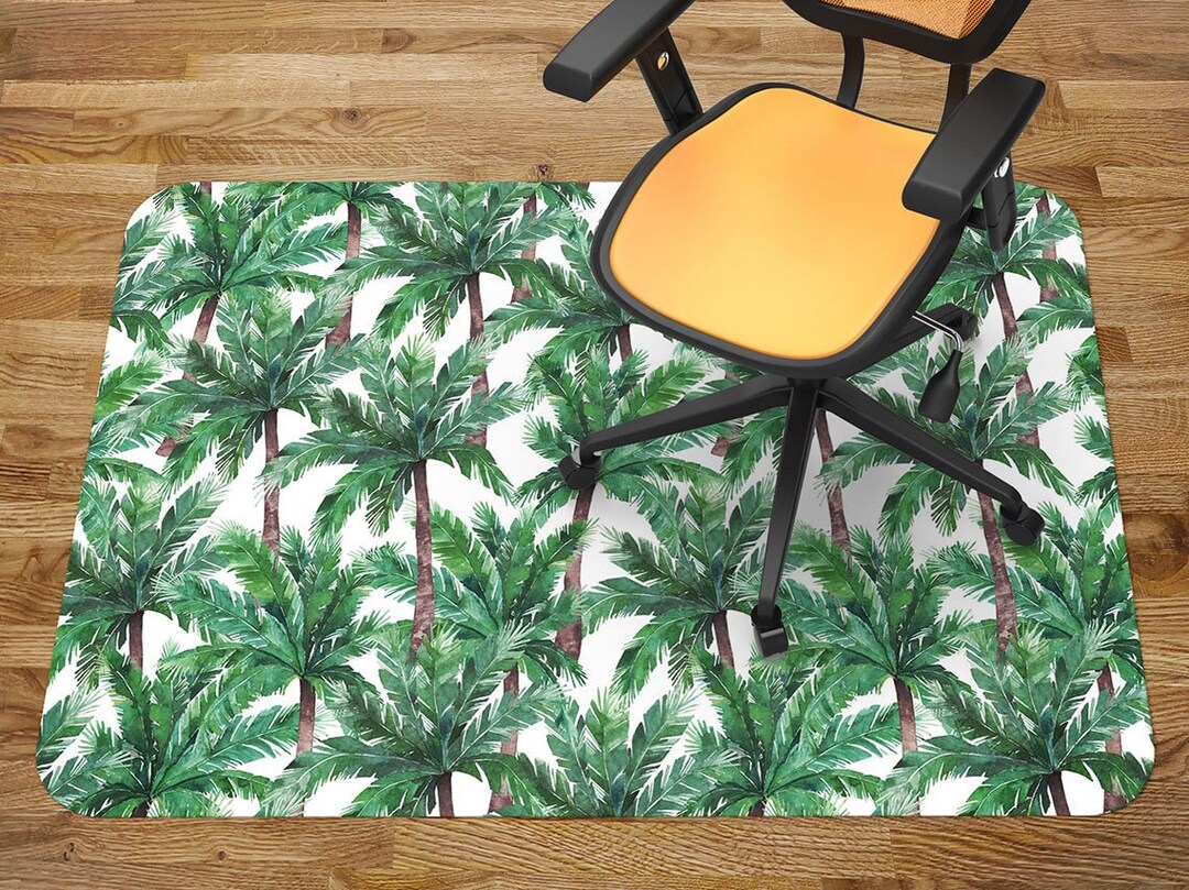 Chair Vinyl Mat Tropical Palm Tree Pattern Chair Mat Carpet Etsy