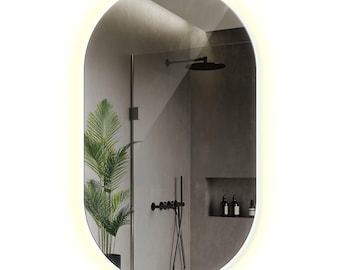 Oval Luxury LED Mirror, Minimalist Vanity Mirror, Aesthetic Mirror with LED lights, Large Mirror with Light, Frameless Mirror