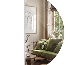 Luxury Frameless Mirror, Half Round Minimalist Mirror, Bathroom Aesthetic Mirror, Large Mirror, Bedroom Luxury Mirror