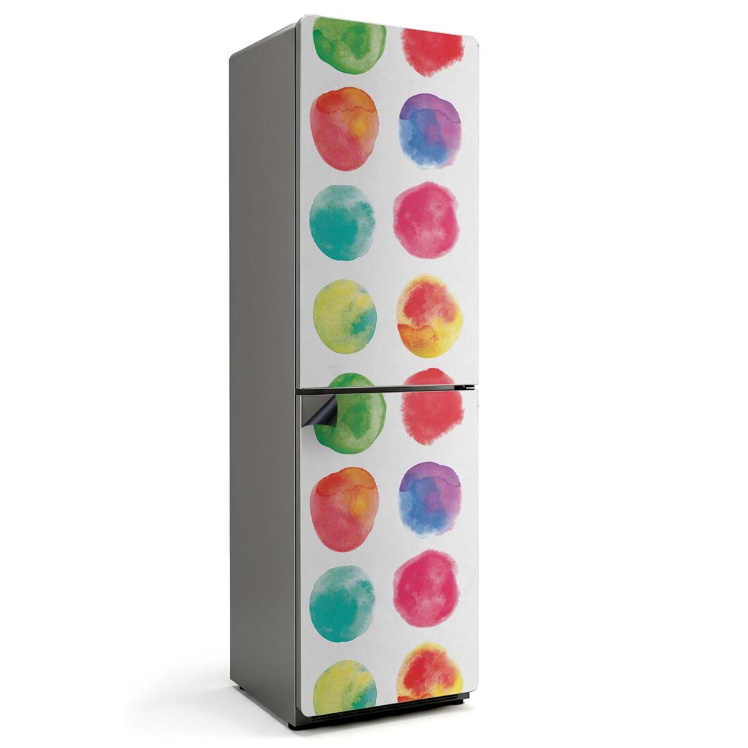 Colorful Circles in Rows Fridge Magnetic Decal, Multicolored Modern ...