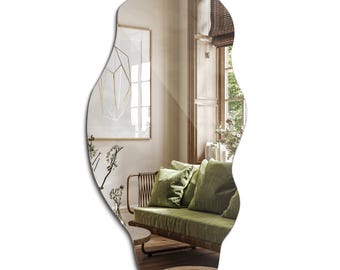 Espelho pequeno sem moldura, espelho orgânico com formato exclusivo, espelho decorativo para banheiro, espelho ondulado, espelho estético para quarto