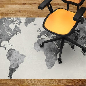 Alfombrilla de vinilo para silla, cojín para silla con mapa de acuarela, alfombrilla para silla, alfombrilla de vinilo para oficina, alfombrilla protectora de suelo, protector de suelo impreso