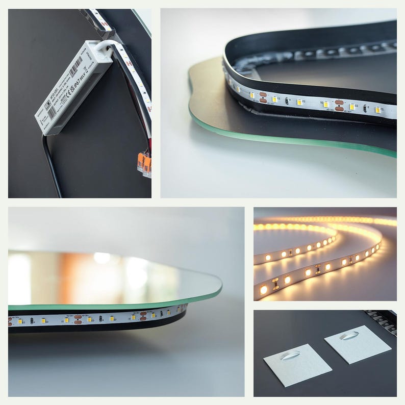 Large Half Circle Mirror LED, Handmade Mirror With LED Lights, Half