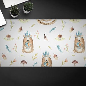 Desk Vinyl Mat, Dreamer The Bear Desk Mat, Keyboard Pad, Desktop Blotter, Furniture Protection, Mat For Laptop, Custom Print, Desk Protector
