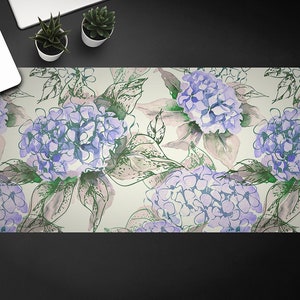 Desk Vinyl Mat, Indygo Hortensia Desk Mat, Keyboard Pad, Desktop Blotter, Furniture Protection, Mat For Laptop, Custom Print, Desk Protector
