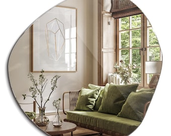 Organic Frameless Mirror, Asymmetrical Mirror, Bathroom Aesthetic Mirror Large Mirror, Bedroom Luxury Mirror