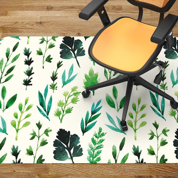 Chair Vinyl Mat, Wild Flower Chair Mat Carpet, High Quality, Waterproof Mat, Wood Floor, Printed Floor Protector, Man Cave Decor