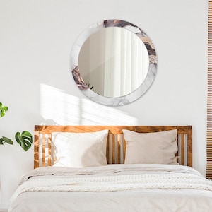 Mirror With Frame,  Unique Wall Decoration, Abstract Fluid, Gray,  Framed Wall Art, Mirror Wall Decor, High Quality Print, Tempered Glass